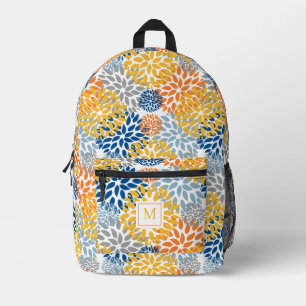 Sac À Dos Imprimé Été Floral Abstrait Couleurs lumineuses Monogrammé