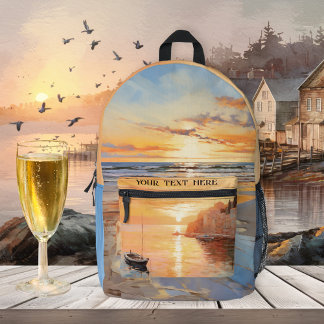 Sac À Dos Imprimé Eté Plage coucher de soleil Nautique