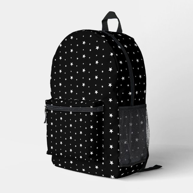 Sac À Dos Imprimé Étoiles blanches sur noir (Coin arrière droit)