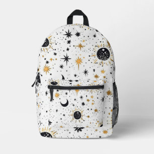 Sac À Dos Imprimé Étoiles célestes de soleil céleste noir et or