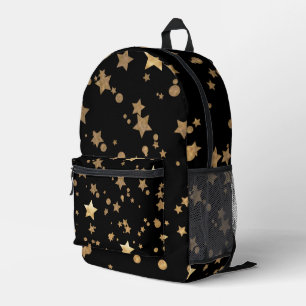 Sac À Dos Imprimé Étoiles célestes noires et d'or et Pois