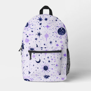 Sac À Dos Imprimé Étoiles célestes noires et violettes