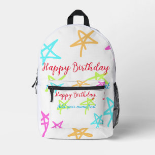Sac À Dos Imprimé Etoiles colorées heureux anniversaire ajouter nom