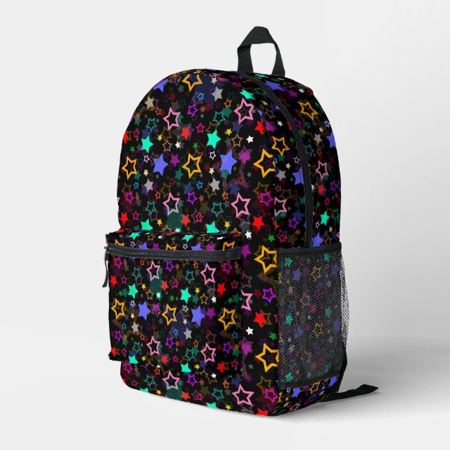Sac À Dos Imprimé Étoiles Colorées Noir  (Coin arrière droit)