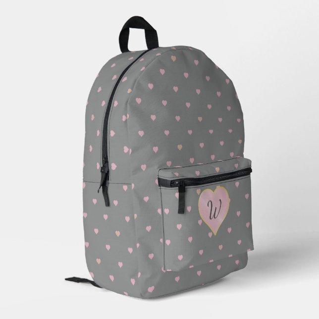 Sac À Dos Imprimé Étoiles dans des cœurs sur fond gris (Coin arrière gauche)