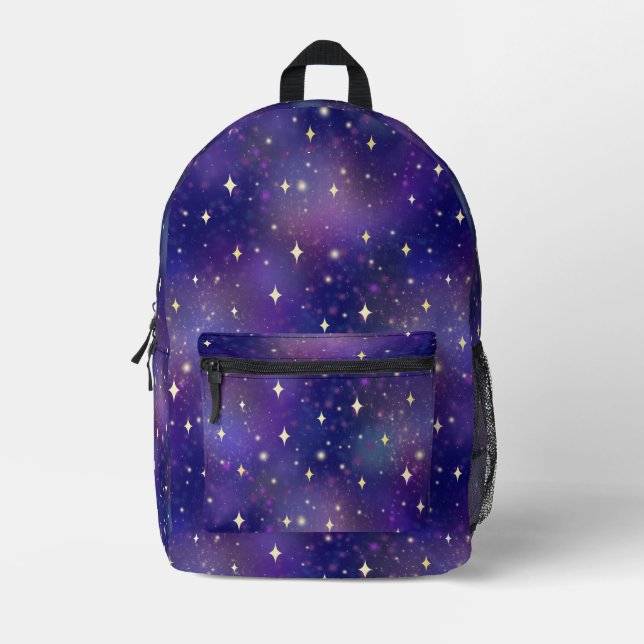 Sac À Dos Imprimé Étoiles de galaxie cosmique violet (Recto)