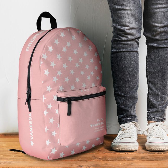 Sac À Dos Imprimé Étoiles modernes Ado élégant Rose fille (Modern Stars Teen Stylish Girly Pink Printed Backpack
)