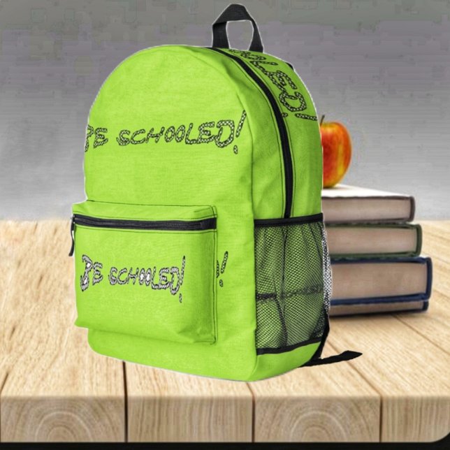 Sac À Dos Imprimé Être scolarisé-II (This Be Schooled-II Printed Backpack, is easy to spot, in lime green!)