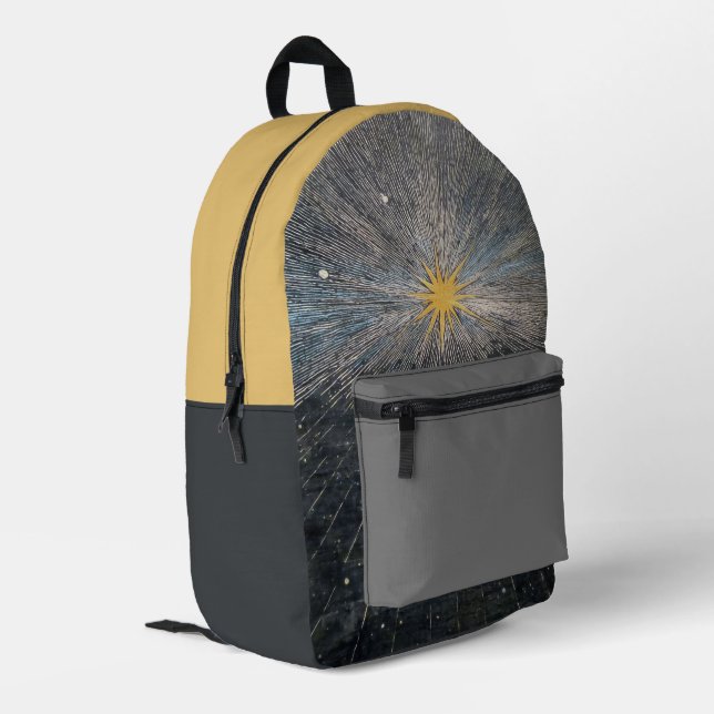 Sac À Dos Imprimé Explosion Stellaire Jaune Abstraite Mystique Céles (Coin arrière gauche)