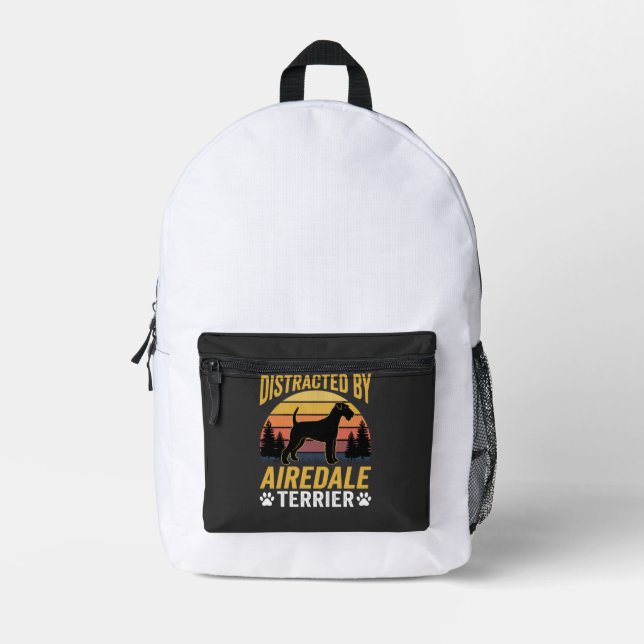 Sac À Dos Imprimé Facilement distrait par Airedale Terrier Retro Dog (Recto)