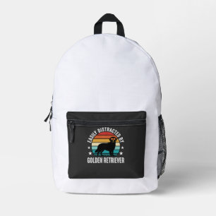 Sac À Dos Imprimé Facilement distrait par Golden Retriever Retro Sun