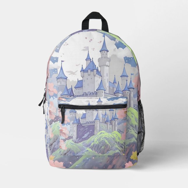 Sac À Dos Imprimé Fairytale Castle Pastel Aquarelle (Recto)