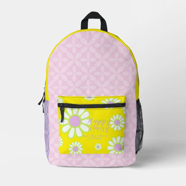 Sac À Dos Imprimé Faisceau Simple Jaune Violet Rose (Recto)