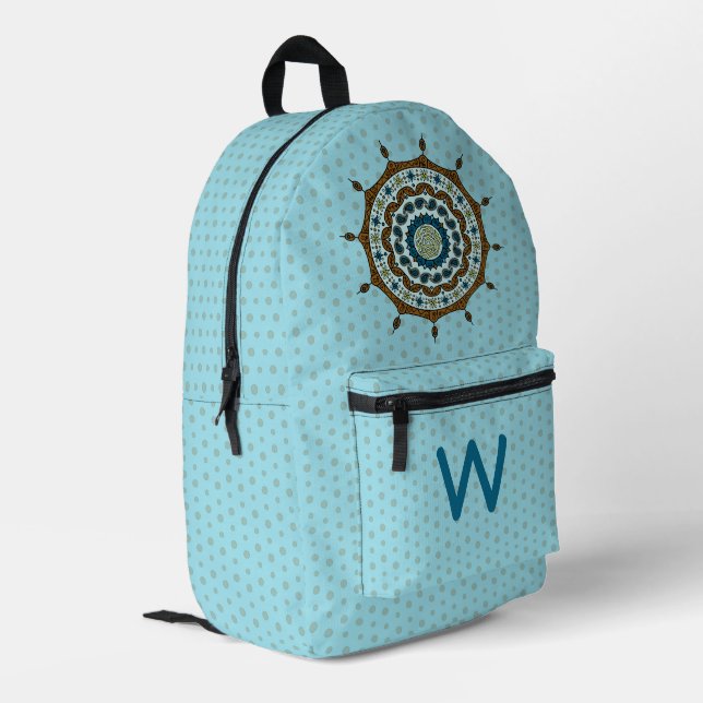 Sac À Dos Imprimé Fantaisie Mehndi Cuivre (Coin arrière gauche)