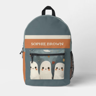 Sac À Dos Imprimé Fantômes mignons avec le nom Whimsical Halloween