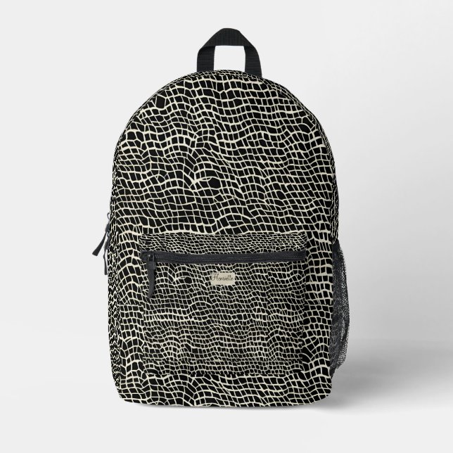 Sac À Dos Imprimé Faux Snakeskin noir (Recto)