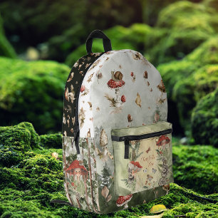 Sac À Dos Imprimé Fée de la forêt automnale magique   Monogramme