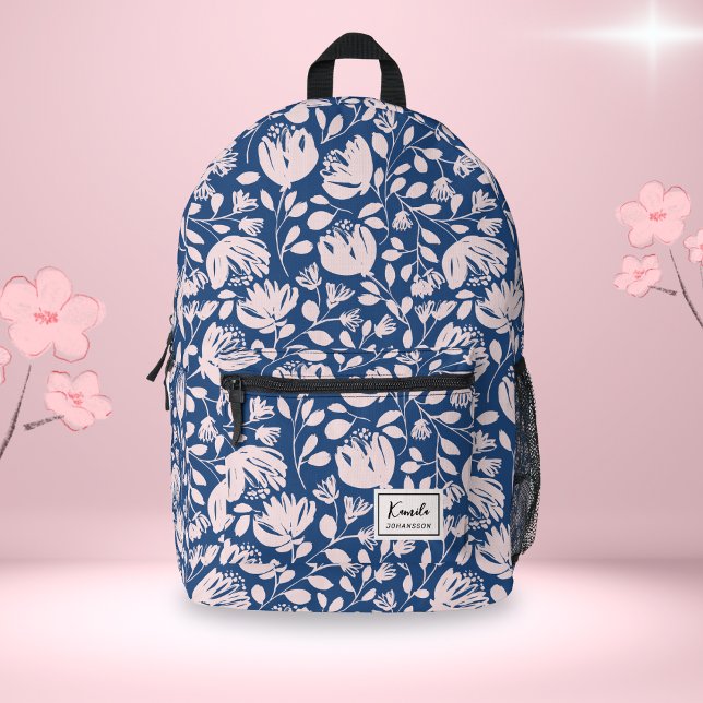 Sac À Dos Imprimé Feminine rose Abstrait Floral Nom du script person (Créateur téléchargé)