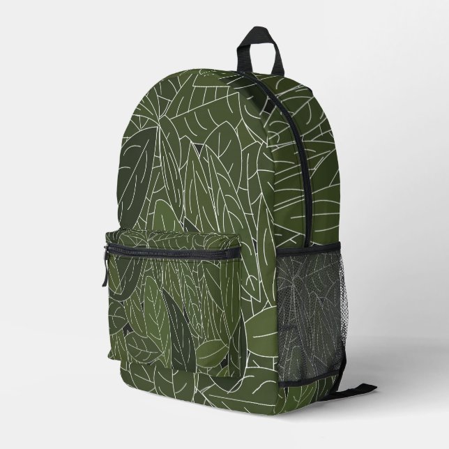 Sac À Dos Imprimé Feuillage Feuille vert (Coin arrière droit)