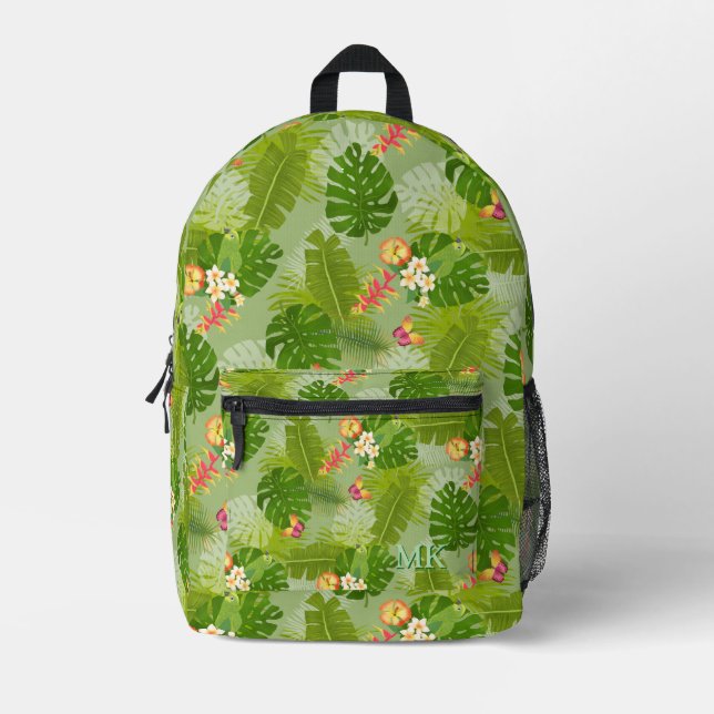 Sac À Dos Imprimé Feuillage tropical vert été (Recto)