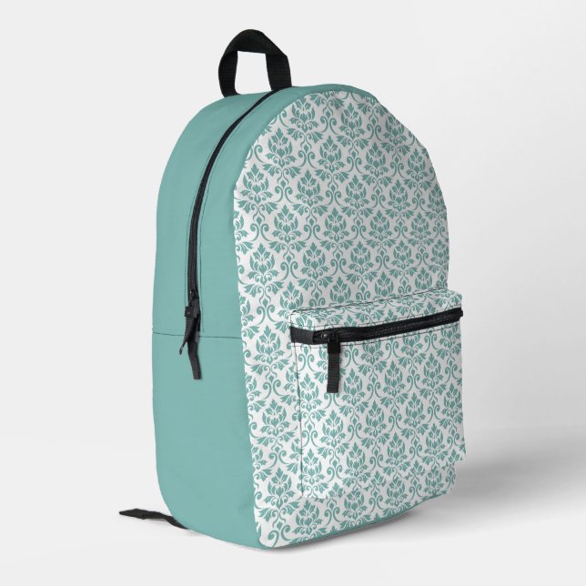 Sac À Dos Imprimé Feuille Damask Motif Turquoise (Coin arrière gauche)