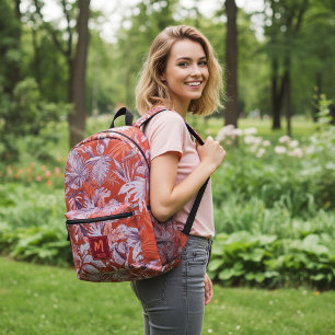 Sac À Dos Imprimé Feuille Tropicale personnalisée Hot Summer Red Des