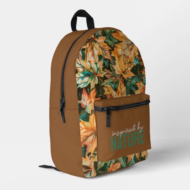 Sac À Dos Imprimé Feuilles d'automne Abstraites Brown et or (Coin arrière gauche)