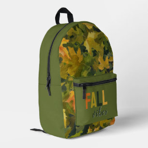 Sac À Dos Imprimé Feuilles d'automne Abstraites Or vert