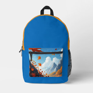 Sac À Dos Imprimé Feuilles d'automne bleu-orange