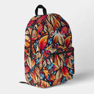Sac À Dos Imprimé Feuilles d'automne colorées Nature amant nom perso