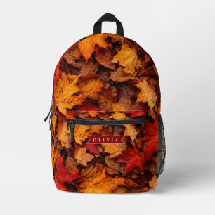 Sac À Dos Imprimé Feuilles de Érable d'Automne Personnalisées Couleu