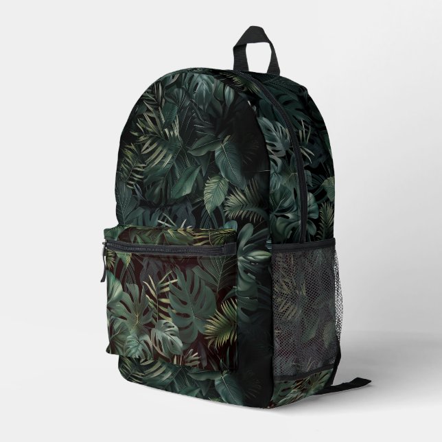 Sac À Dos Imprimé Feuilles de Forêt Tropicale Humide (Coin arrière droit)
