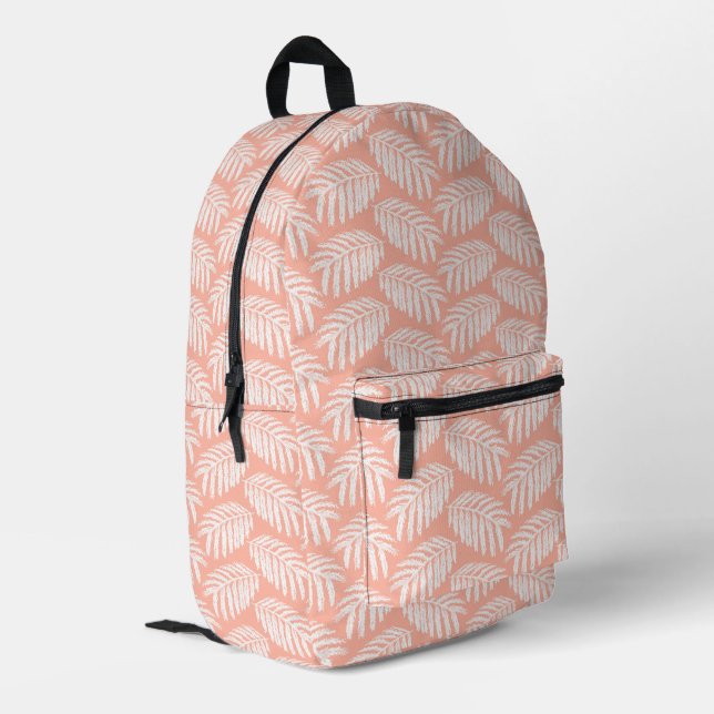 Sac À Dos Imprimé Feuilles tropicaux orange (Coin arrière gauche)