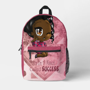 Sac À Dos Imprimé Fille afro-américaine avec des mots positifs