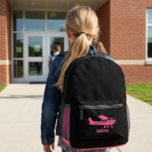 Sac À Dos Imprimé Fille d'avion rose École Aviation Personnalisé Noi