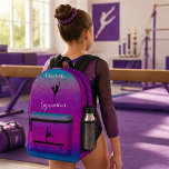Sac À Dos Imprimé Fille de gymnastique dégradé bleu violet<br><div class="desc">Conception ombrée de gymnastique faite spéciale avec le nom de votre gymnaste !</div>
