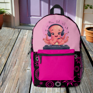 Sac À Dos Imprimé Fille de musique, Octopus Chic Heureux Sourire DJ
