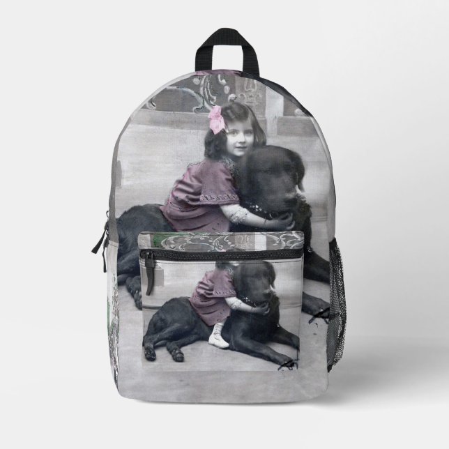 Sac À Dos Imprimé Fille et son chien (Recto)