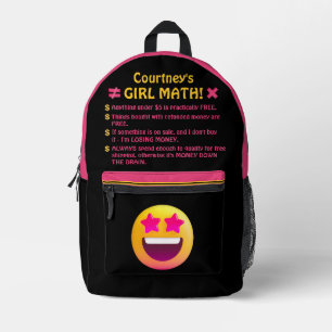 Sac À Dos Imprimé Fille Math Fun Personnalisé