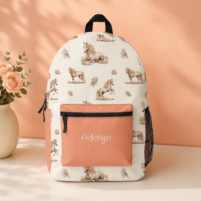Sac À Dos Imprimé Fille Mignon Pêche Rose Motif Cheval (Créateur téléchargé)