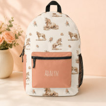 Fille Mignon Pêcher Rose Cheval Motif