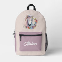 Fille mignonne Nom Pink Pastel Aquarelle Pony