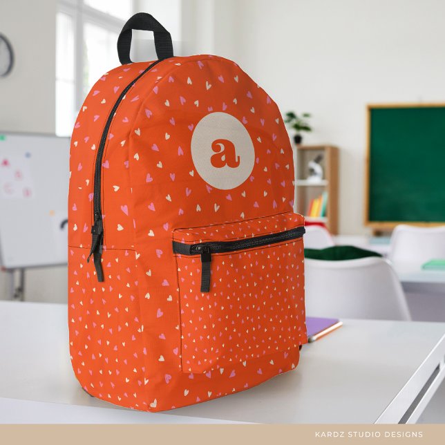 Sac À Dos Imprimé Fille Monogramme Rouge Coeurs roses Imprimer Coupe (Créateur téléchargé)