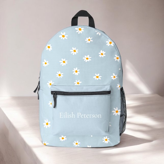 Sac À Dos Imprimé Fille personnalisée bleu marguerite enfants modern (personalized blue daisy school bag )