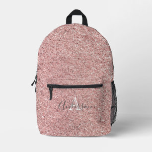 Sac À Dos Imprimé Fille Rose Parties scintillant or étincelles Nom d