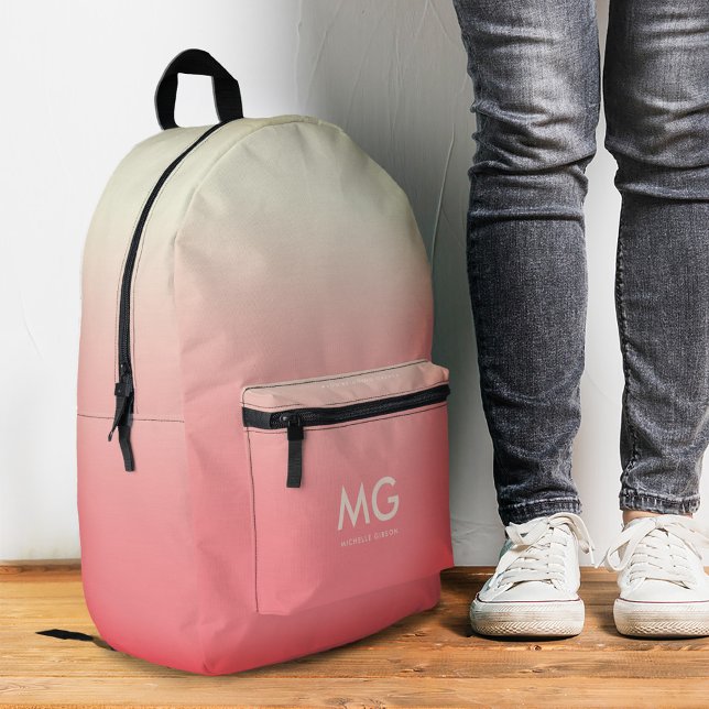 Sac À Dos Imprimé Fille Stylish Peach Pink Ombre esthétique été (Girly Stylish Peach Pink Ombre Aesthetic Summer Printed Backpack
)