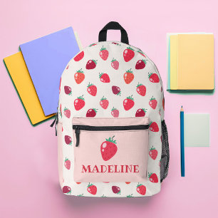 Sac À Dos Imprimé Filles à fraises personnalisées
