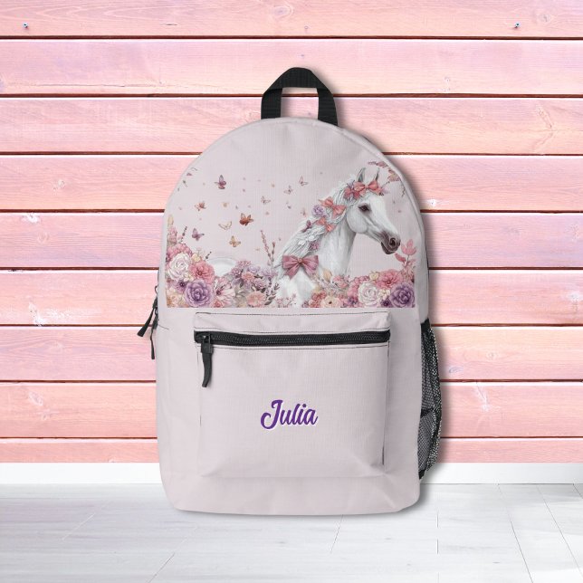 Sac À Dos Imprimé Filles Jolis Poneys Floral Pastel Cheval (Créateur téléchargé)