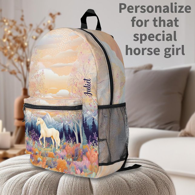 Sac À Dos Imprimé Filles Palomino Horse Equestre Désert Personnalise (Girls Palomino Horse Equestrian Desert Personalized Printed Backpack)
