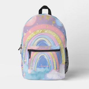 Sac À Dos Imprimé Filles Personnalisées Nom Whimsical Rainbow Kids